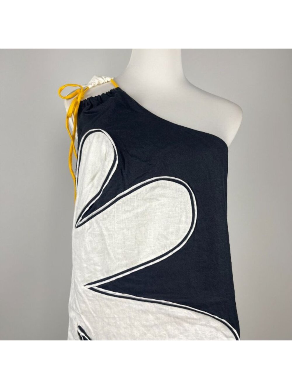 NWOT Farm Rio x Anthropologie One-Shoulder Linen Blend Flower Mini Dress Size L - Picture 7 of 16